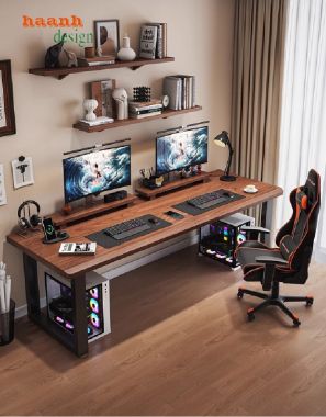 Bàn làm việc chân sắt mặt gỗ thiết kế tối giản, giá tốt-BLS 009