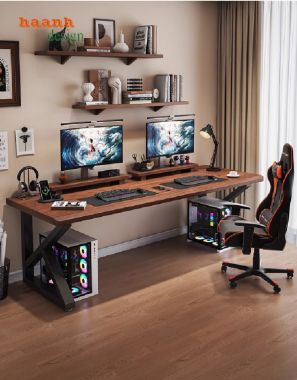 Bàn làm việc chân sắt mặt gỗ thiết kế tối giản, giá tốt-BLS 009