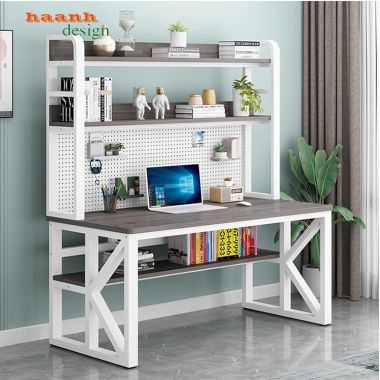 Bàn làm việc chân sắt sơn tĩnh điện mặt gỗ công nghiệp BLS 003