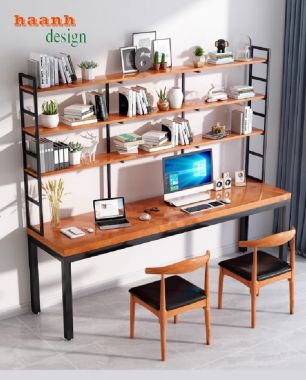 Thiết kế bàn làm việc gỗ chân sắt tiện nghi và hiện đại-BLS 007