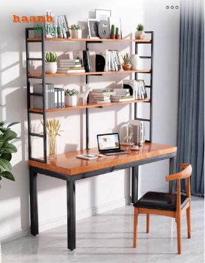 Thiết kế bàn làm việc gỗ chân sắt tiện nghi và hiện đại-BLS 007