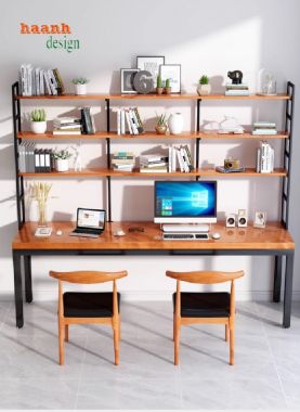 Thiết kế bàn làm việc gỗ chân sắt tiện nghi và hiện đại-BLS 007