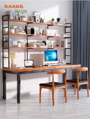 Thiết kế bàn làm việc gỗ chân sắt tiện nghi và hiện đại-BLS 007