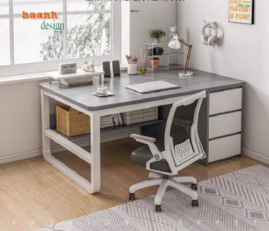 Tạo sự thoải mái với bàn làm việc chân sắt mặt gỗ-BLS 006