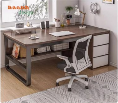Tạo sự thoải mái với bàn làm việc chân sắt mặt gỗ-BLS 006