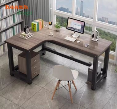 Mẫu bàn làm việc chân sắt mặt gỗ, phù hợp xu hướng 2025-BLS 008