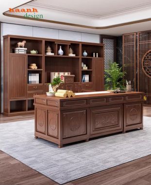 Bàn làm việc lãnh đạo gỗ gõ đỏ – Đẳng cấp quyền uy-BCG 001