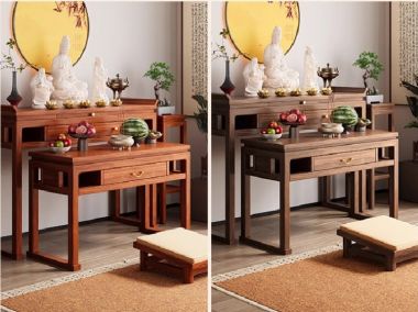 Mẫu bàn thờ Phật đẹp bằng gỗ hương nhập khẩu Nam Phi-BTP 007