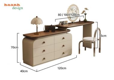 Bàn trang điểm kết hợp tủ ngăn kéo gỗ công nghiệp - BTH 020
