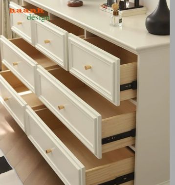 Bàn trang điểm tân cổ điển màu trắng nhiều ngăn - BTA 018