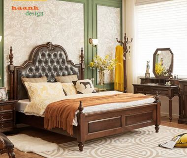 Bàn gỗ trang điểm cao cấp phong cách cổ điển Mỹ sang trọng-BTA 017