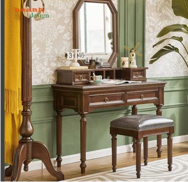 Bàn gỗ trang điểm cao cấp phong cách cổ điển Mỹ sang trọng-BTA 017