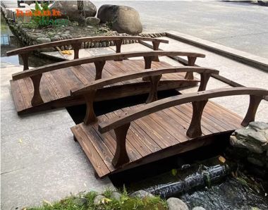 Cầu gỗ đẹp bằng gỗ teak tự nhiên cho cảnh quan ngoài trời-CGN 011