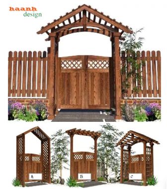 Cổng Gỗ Teak Sân Vườn Hiện Đại Bền Đẹp Ngoài Trời-CVM 010