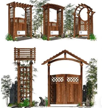 Cổng Gỗ Teak Sân Vườn Hiện Đại Bền Đẹp Ngoài Trời-CVM 010