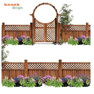 Cổng Gỗ Teak Sân Vườn Hiện Đại Bền Đẹp Ngoài Trời-CVM 010
