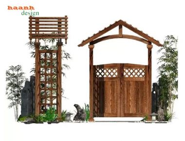 Cổng Gỗ Teak Sân Vườn Hiện Đại Bền Đẹp Ngoài Trời-CVM 010