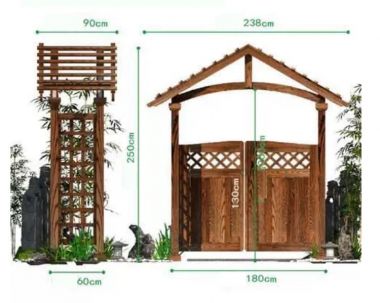 Cổng Gỗ Teak Sân Vườn Hiện Đại Bền Đẹp Ngoài Trời-CVM 010