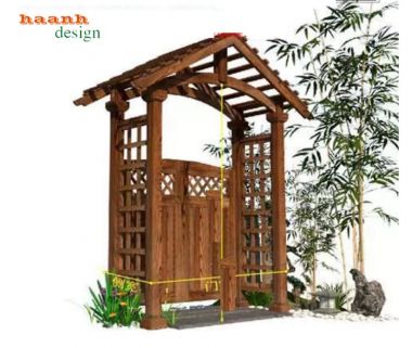 Cổng Gỗ Teak Sân Vườn Hiện Đại Bền Đẹp Ngoài Trời-CVM 010