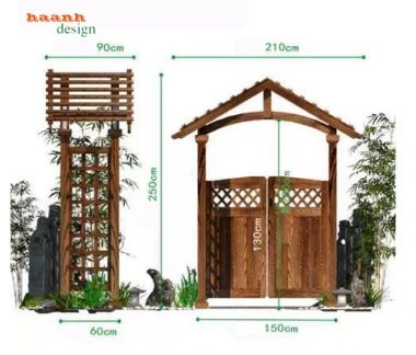 Cổng Gỗ Teak Sân Vườn Hiện Đại Bền Đẹp Ngoài Trời-CVM 010
