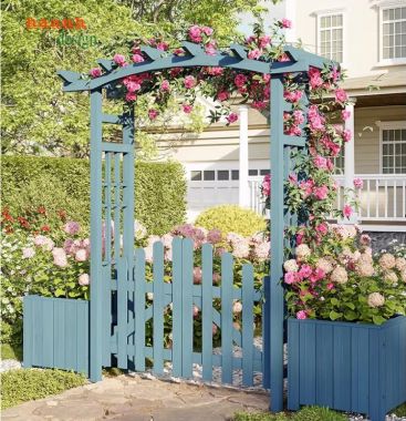 Khám phá cổng gỗ teak tự nhiên ngoài trời đẹp mắt-CVM 006