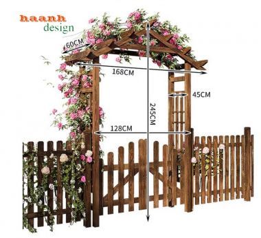 Cổng gỗ tự nhiên sân vườn ngoài trời CVM 002