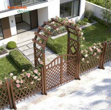 Cổng vòm sân vườn dáng cong kết hợp giàn leo - CVM 012
