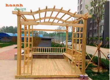 Dàn gỗ trang trí sân vườn Tạo nên không gian xanh đẹp mắt-DGT 001