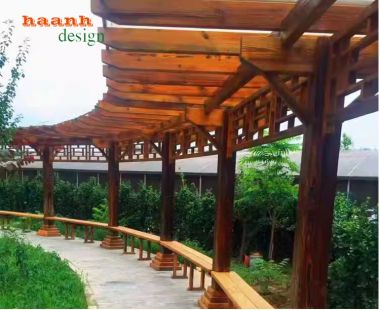 Dàn gỗ trang trí sân vườn Tạo nên không gian xanh đẹp mắt-DGT 001