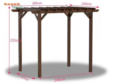 Dàn gỗ trang trí sân vườn khung mở nhiều kích thước - DGT 006