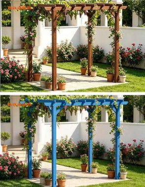 Dàn gỗ trang trí sân vườn khung mở nhiều kích thước - DGT 006