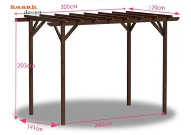 Dàn gỗ trang trí sân vườn khung mở nhiều kích thước - DGT 006