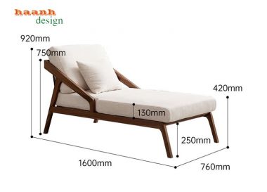 Giường thư giãn đọc sách gỗ sồi tự nhiên gia đình GBB 011