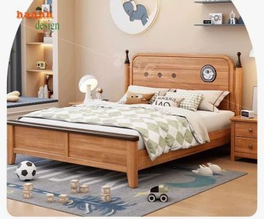 Giường trẻ em gỗ sồi chất lượng cao, thiết kế đẹp cho bé yêu-GDN 008