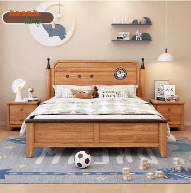 Giường trẻ em gỗ sồi chất lượng cao, thiết kế đẹp cho bé yêu-GDN 008