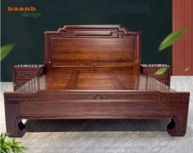 Giường ngủ đẹp bền chắc từ gỗ gõ Nam Phi nhập khẩu-GNC 015