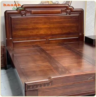Giường ngủ đẹp bền chắc từ gỗ gõ Nam Phi nhập khẩu-GNC 015