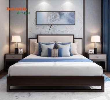 Giường ngủ khách sạn gỗ tự nhiên đẹp hiện đại và sang trọng GNK 003