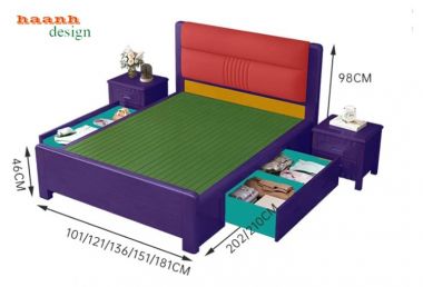 Giường ngủ khách sạn gỗ tự nhiên hiện đại - GNK 012