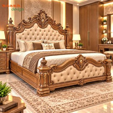 Giường ngủ gỗ tân cổ điển chạm khắc hoa văn - GGC 018