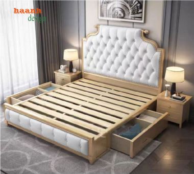 Mẫu giường ngủ tân cổ điển gỗ tự nhiên dành riêng cho bạn-GGC 008
