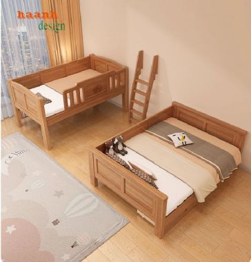 Mẫu giường ngủ trẻ em bằng gỗ hai tầng đẹp và tiện dụng-GTE 015