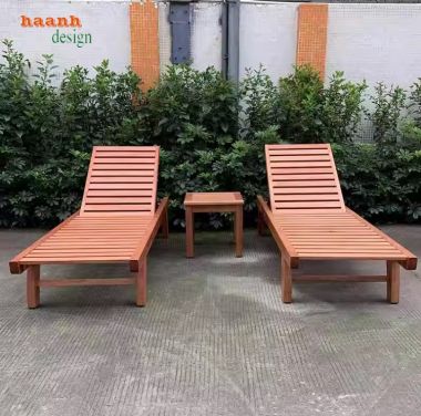 Giường gỗ thư giãn hồ bơi - Không gian lý tưởng cho mùa hè-GTT 010