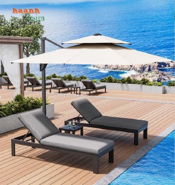 Giường tắm nắng gỗ cao cấp cho resort, biệt thự và hồ bơi-GTT 016