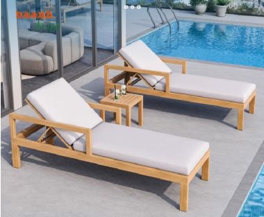 Giường tắm nắng gỗ cao cấp cho resort, biệt thự và hồ bơi-GTT 016