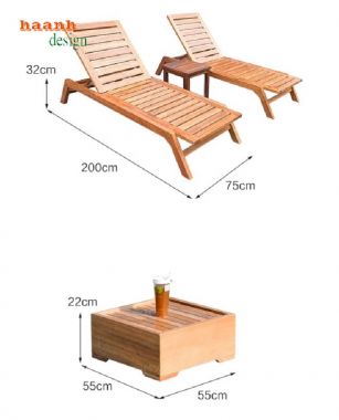 Giường thư giãn hồ bơi gỗ teak Sự lựa chọn hoàn hảo-GTT 009
