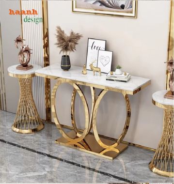 Bàn Trang Trí Chân Inox Mặt Đá – Tôn Vinh Không Gian Sống -KTS 016