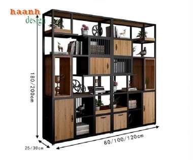 Kệ ngăn phòng sắt gỗ thiết kế theo yêu cầu, siêu bền đẹp-KTS 017