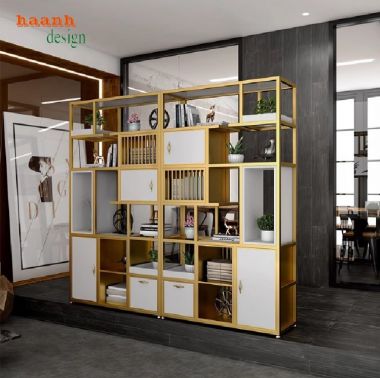 Kệ ngăn phòng sắt gỗ thiết kế theo yêu cầu, siêu bền đẹp-KTS 017