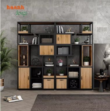 Kệ ngăn phòng sắt gỗ thiết kế theo yêu cầu, siêu bền đẹp-KTS 017